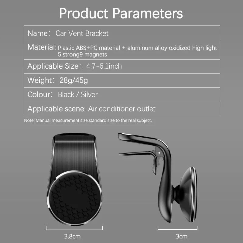 360°  Magnetic Car Phone Holder Air Vent Car Phone Mounts Cellphone GPS Support for iPhone Huawei Samsung Rotation Bracket