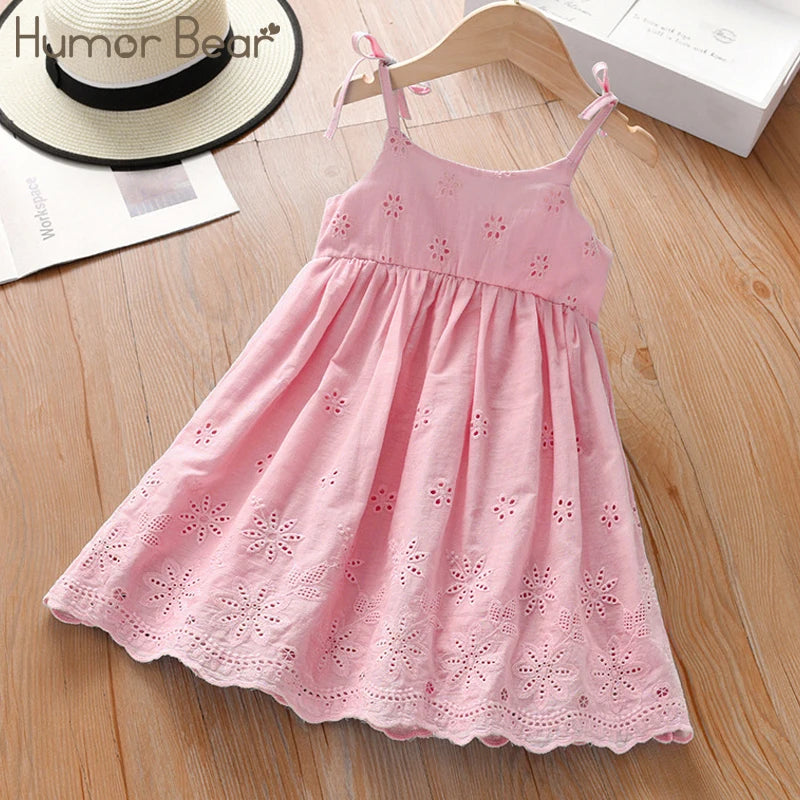 Humor Bear 2023 New Girls Lace Dress Summer Children's Clothing Slip Dress Skirt Hollow out Princess Tutu Party Clothes