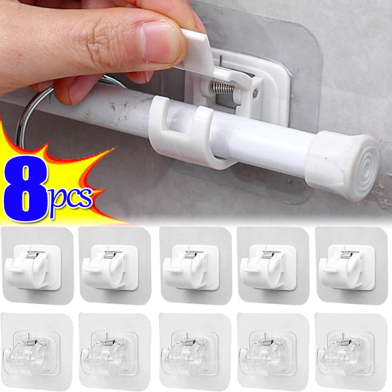 Self-Adhesive Curtain Rod Bracket - Nail-Free, Adjustable, No Drilling (2/4/8 Pcs) for Home, Kitchen, Bathroom