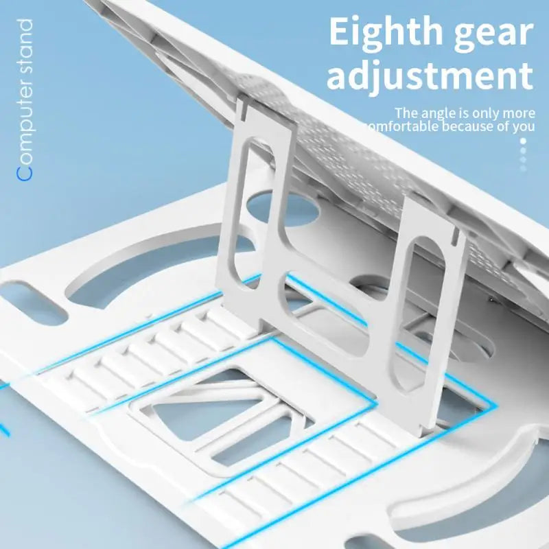 Foldable, adjustable holder for notebooks and tablets. Stable, ergonomic design for convenient use. Perfect for PCs and laptops