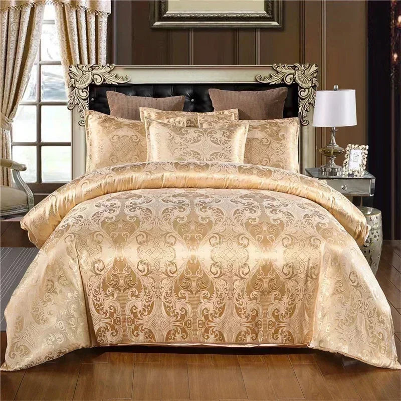 High End Jacquard King Size Bedding Set Luxury European Wedding Bedding Sets Queen American Satin Double Duvet Cover Set 220x240