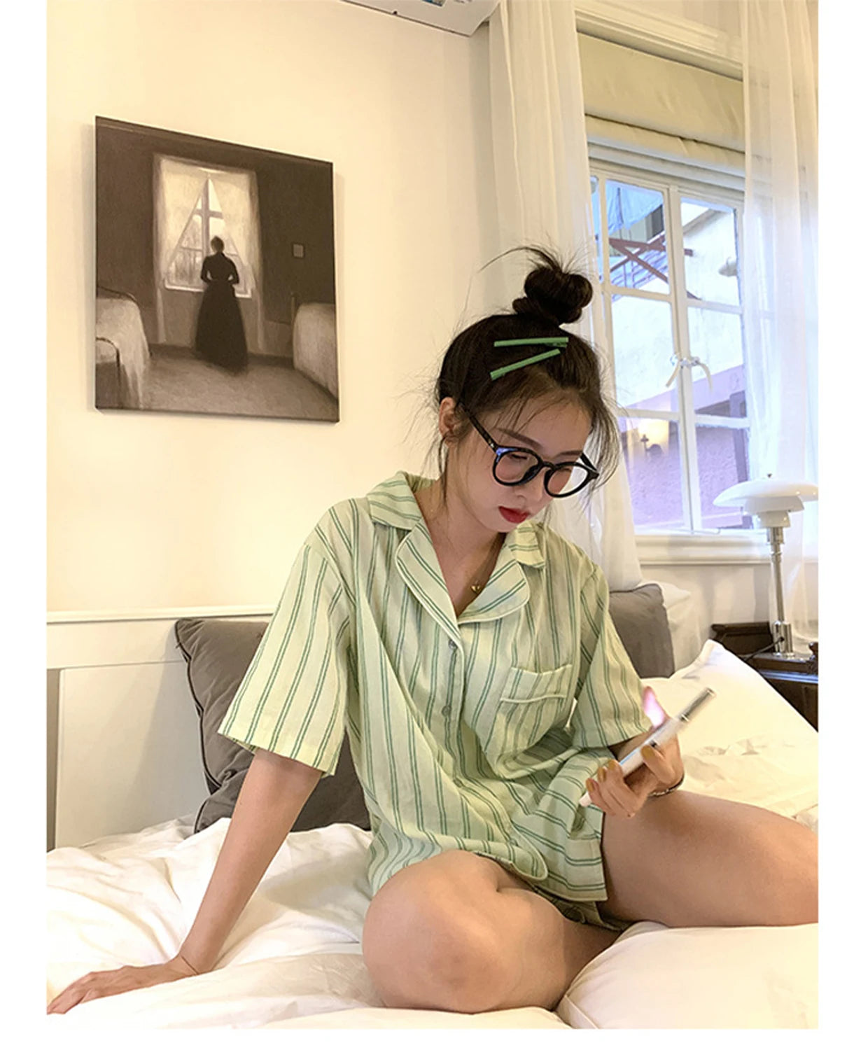 Summer Short Sleeve Shorts Pajama Set Women's pajamas Sweet Students Can Wear Home Clothes Set Korean Style 2024 Hot Sale Spring