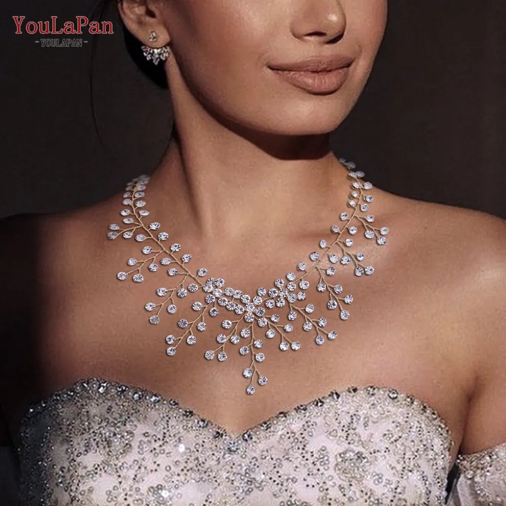 TOPQUEEN HN01 Elegant Crystal Necklace: Perfect for weddings, parties, or anniversaries, this stunning choker is a dazzling bridal accessory