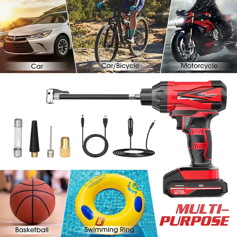 Carsun Electric Portable Air Pump Wireless Tyre Inflator 12V 150PSI Air Injector Bicycle Car Motorcycle Cordless Air Compressor