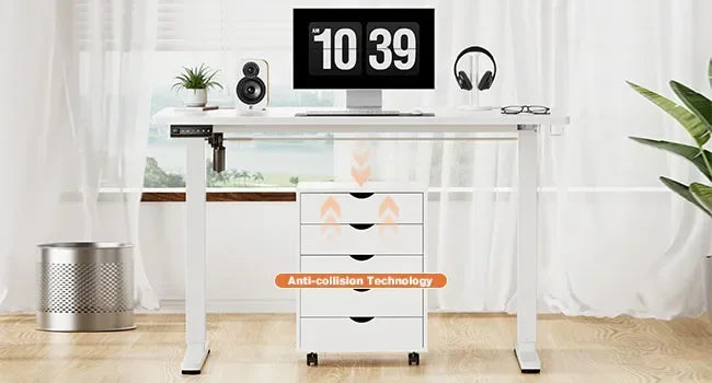 Electric Standing Desk - 40 x 24 inch Adjustable Height Sit to Stand Up Desk with Splice Board, Rising Home Office ComputerWhite