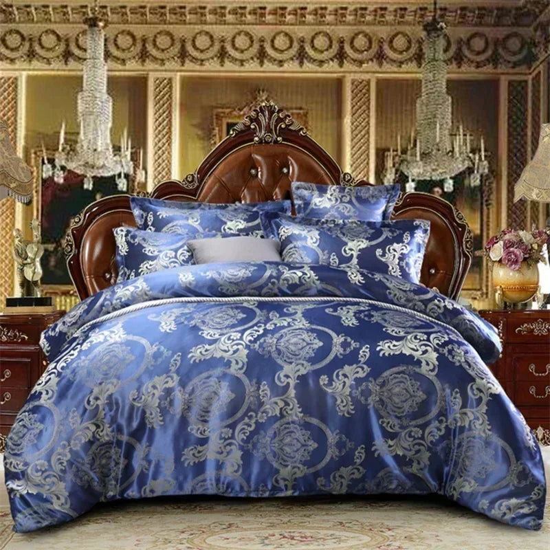 High End Jacquard King Size Bedding Set Luxury European Wedding Bedding Sets Queen American Satin Double Duvet Cover Set 220x240