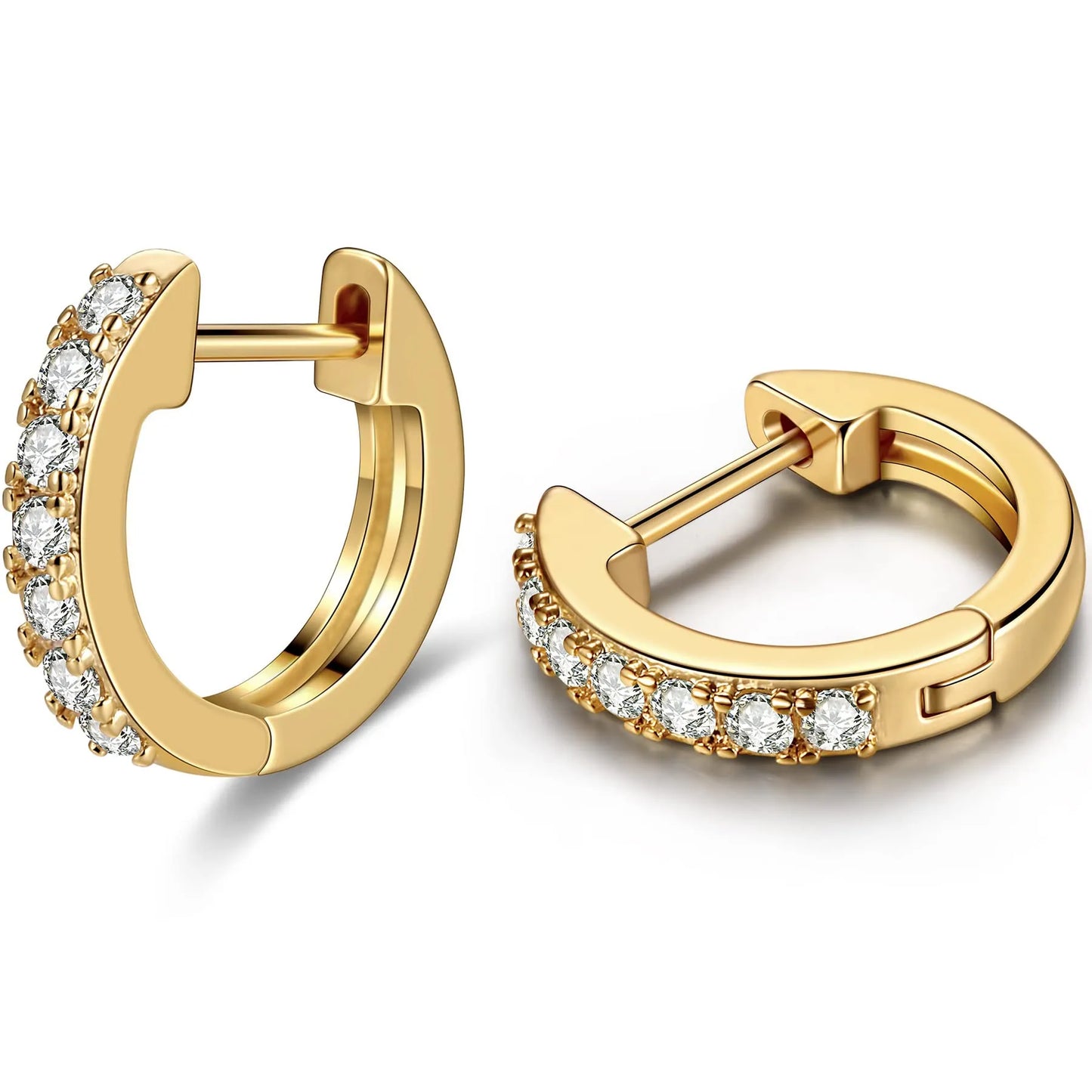 Vonmoos offers 1 Pair of Hoop Earrings for Women with 14K Real Gold Plating and Cubic Zirconia Inserts, a stylish addition to modern women's jewelry