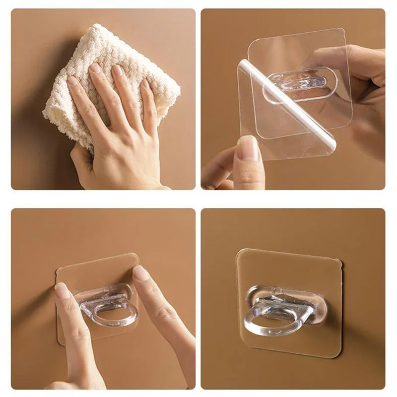 4/6/8/10pcs Punch-Free Transparent Adhesive Hooks, Non-Marking Round Sucker Hangers for Kitchen and Bathroom