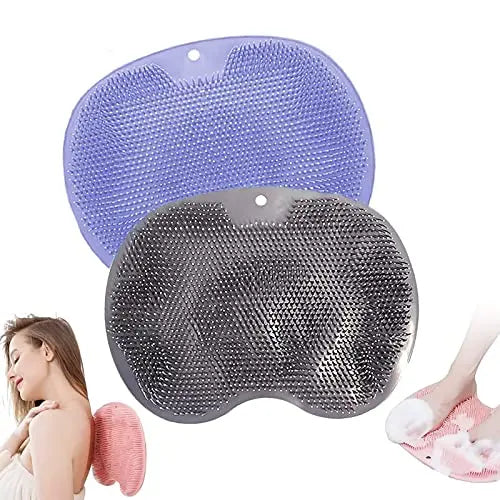 1 Pcs Shower Back & Foot Scrubber,Bathroom Wall Mounted Back Scrubber Silicone Bath Massage Cushion Brush with Suction Cups