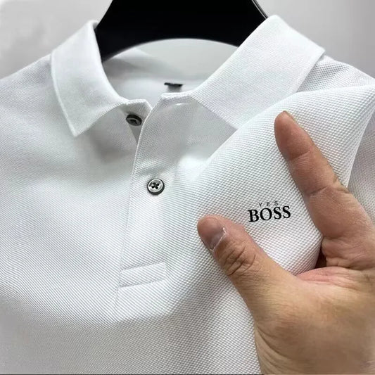 Men's short sleeved polo, business casual shirt, tight fitting, fashionable, summer novelty, 2024