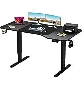 Furmax Electric Height Adjustable Standing Large 55 X 24 Inches Sit Stand Up Home Office Computer Desk Memory Preset W