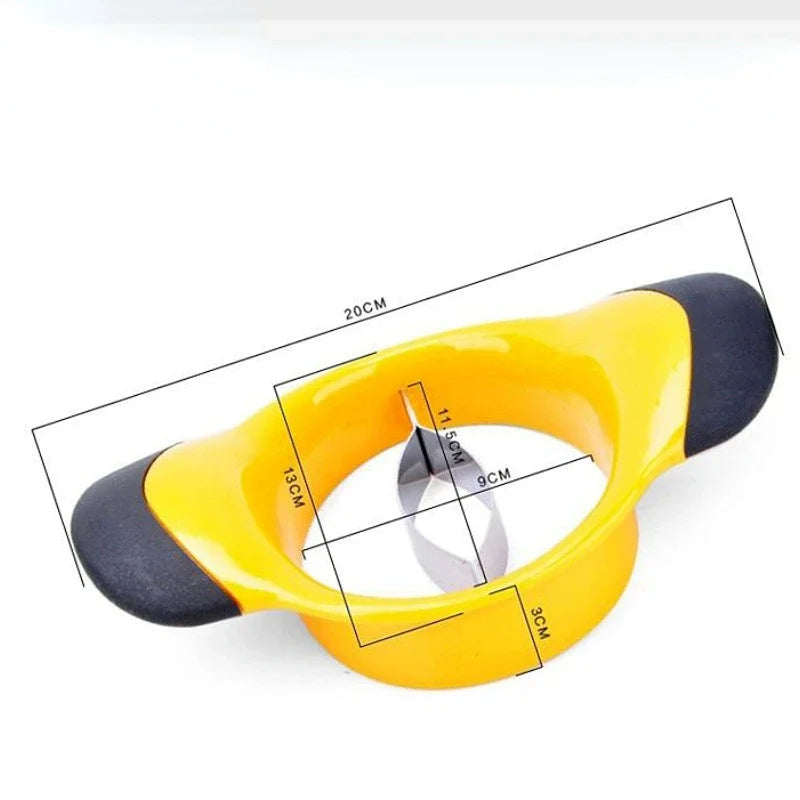 Streamline: "Mango corer, slicer, cutter, and pit remover, also works for watermelon. A versatile kitchen tool for fruit and vegetable prep