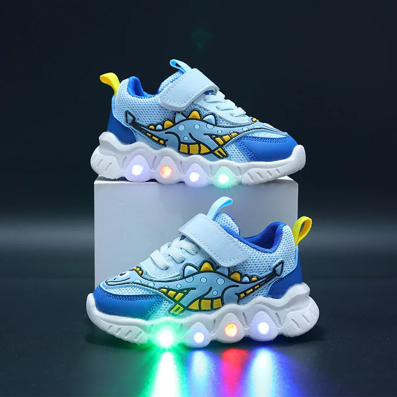 Kids LED Tennis Shoes: Cartoon Design, Breathable Mesh, Illuminated, for Boys and Girls