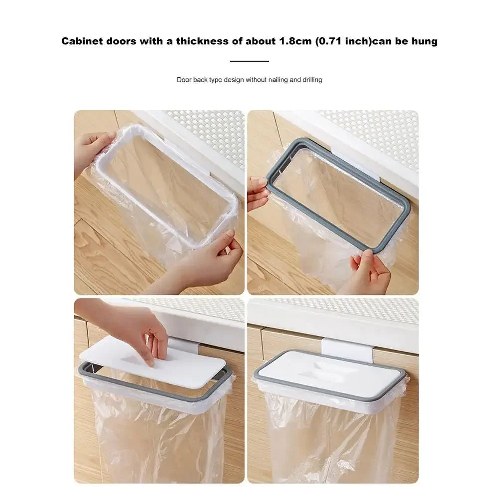 Portable Plastic Garbage Hanging Bag Kitchen Trash Storage Rack Bag Hook Scouring Pad Dry Shelf Holder Kitchen Organizer