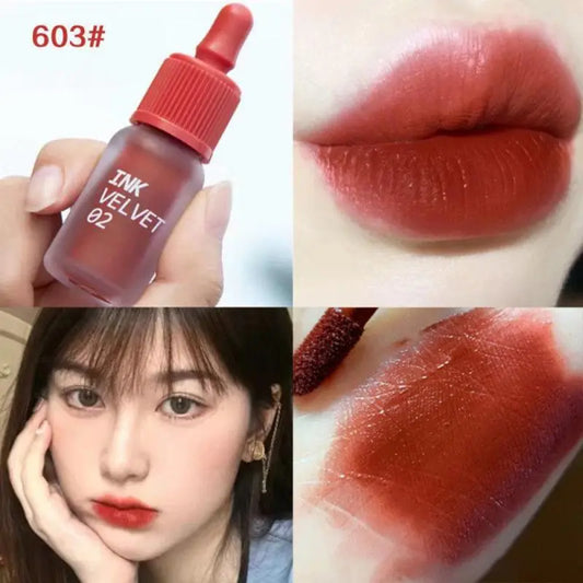 Matte dyeing lip gloss: Long-lasting Korean makeup for vibrant red lips