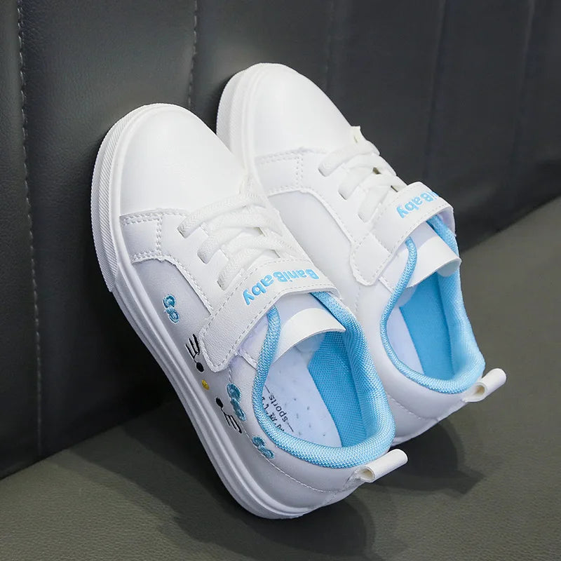 Children's Four Seasons Casual Sport Running Anti-Slip Leather Sneakers for Girls