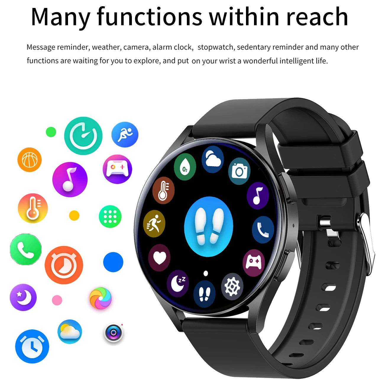 Smartwatch 6: Full Touch, Blood Pressure & Oxygen, Bluetooth Call, Sports Watch for iOS/Android