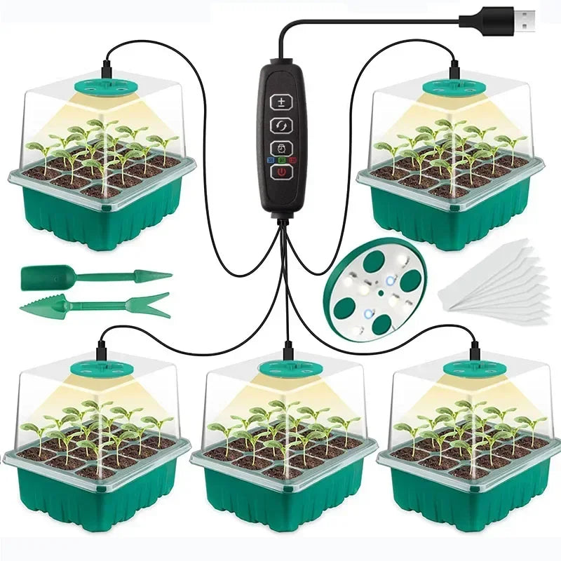 5 pcs New Full Spectrum LED Growing Lamp Seed Starter Trays Greenhouse Growing Lamp for Indoor Plant Germination Intelligent Contro