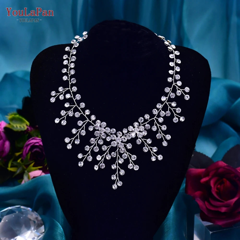 TOPQUEEN HN01 Elegant Crystal Necklace: Perfect for weddings, parties, or anniversaries, this stunning choker is a dazzling bridal accessory