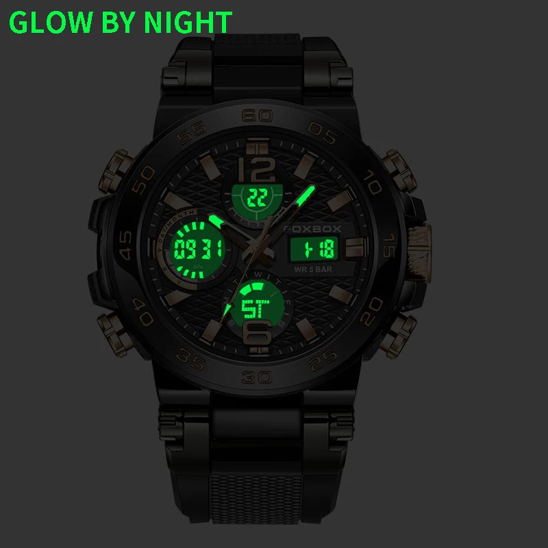 LIGE Luxury LCD Display Men's Sport Watch, Waterproof Military Quartz Male Clock