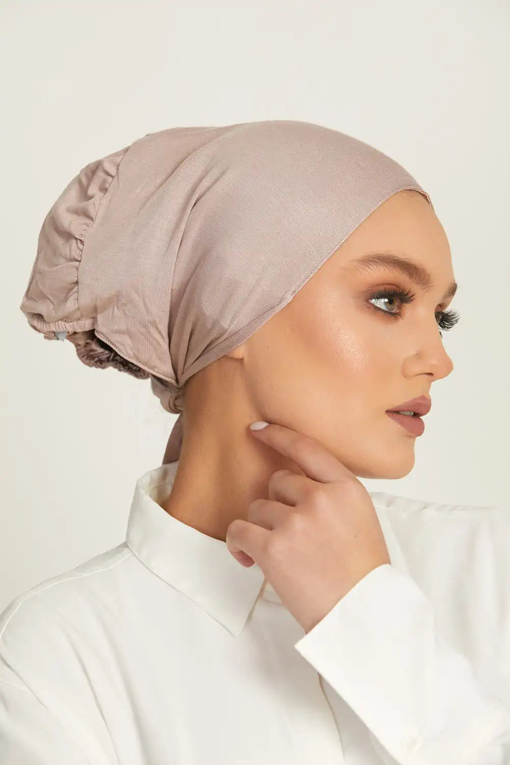 Soft Hijab Hat Solid Color Women Jersey Hijab Premium Satin Lining Tie Hijab Hat