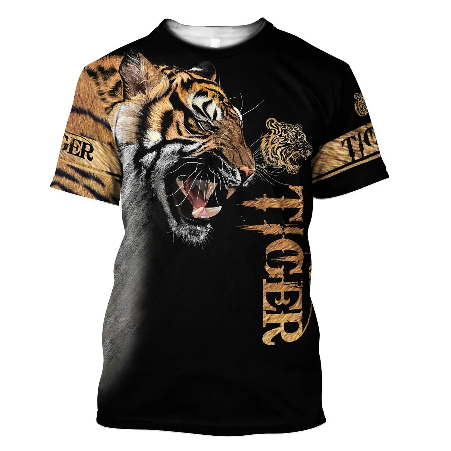 3D Tiger Print T-Shirt for Men: Boutique Animal Graphic Tee, Summer Trend Harajuku Oversized Short Sleeve Leisure O-Neck Top