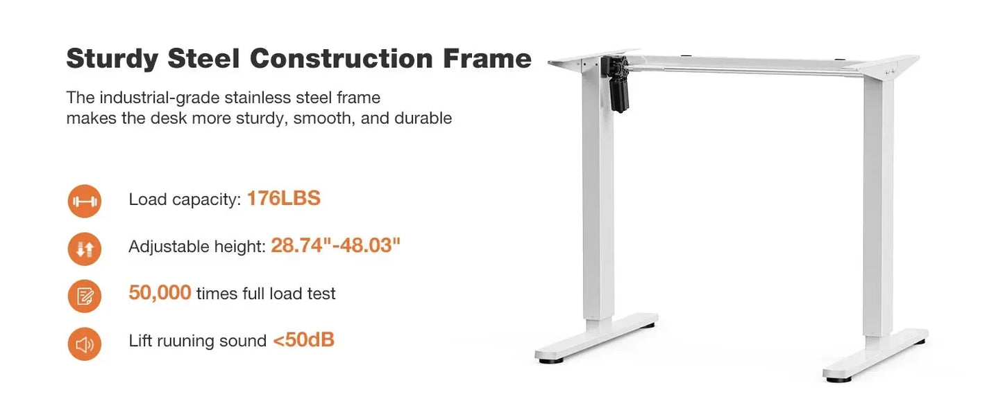 Electric Standing Desk - 40 x 24 inch Adjustable Height Sit to Stand Up Desk with Splice Board, Rising Home Office ComputerWhite