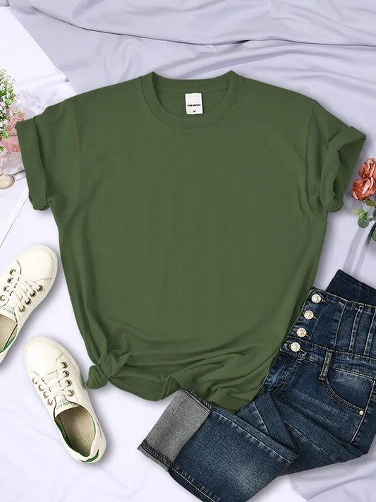 Solid Color Women's T-Shirts: Comfortable Summer Tee, All-Match Streetwear, Loose Fit Hip Hop Style, Short Sleeve for Females