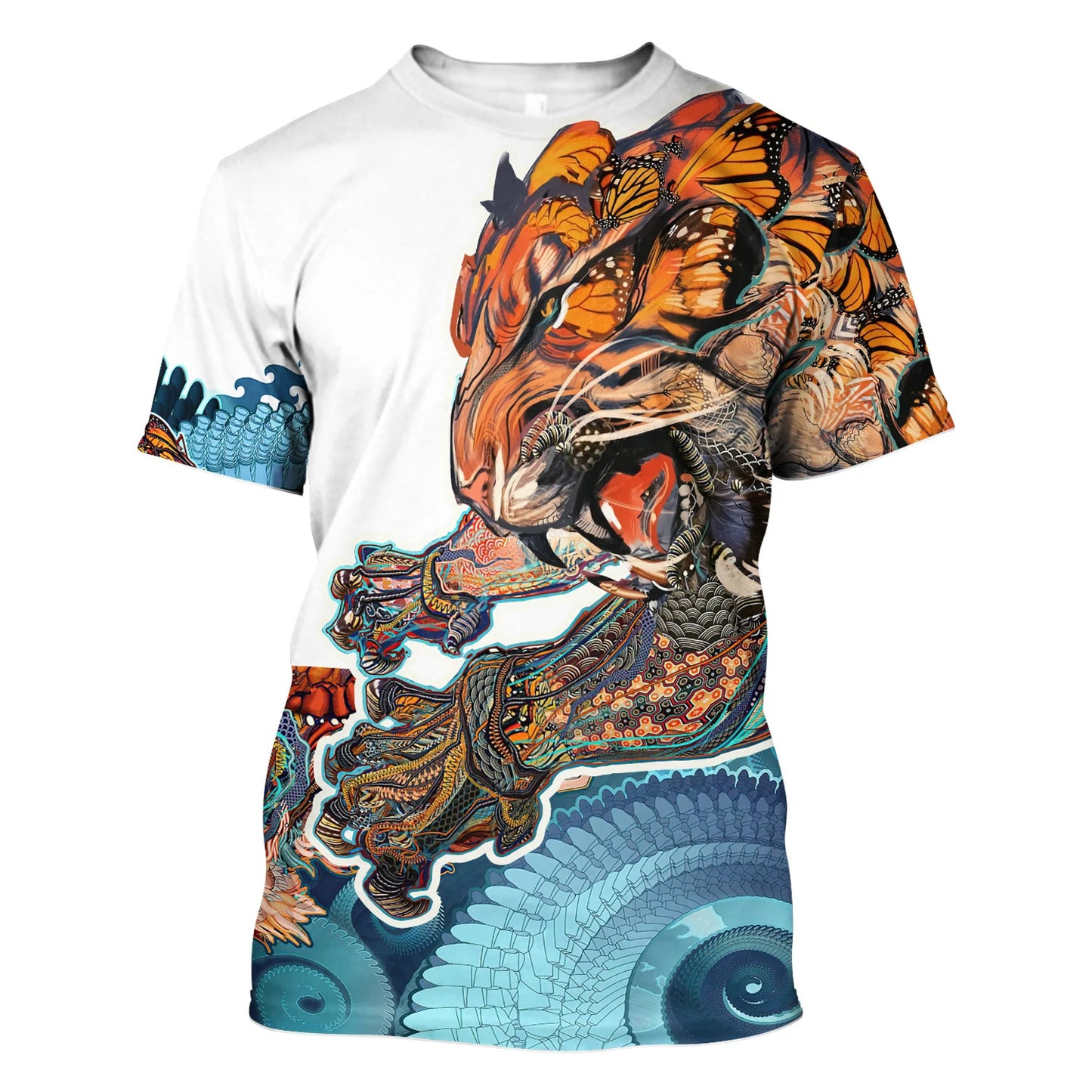 3D Tiger Print T-Shirt for Men: Boutique Animal Graphic Tee, Summer Trend Harajuku Oversized Short Sleeve Leisure O-Neck Top