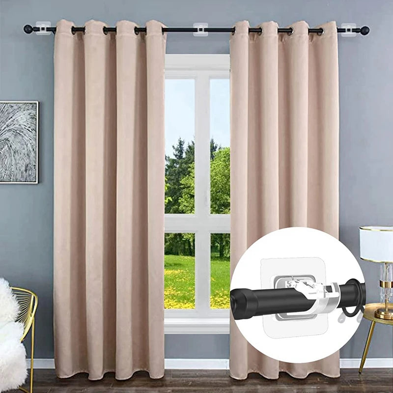 10 Self-Adhesive Curtain Rod Holders: Drill-free, adjustable hooks for easy installation