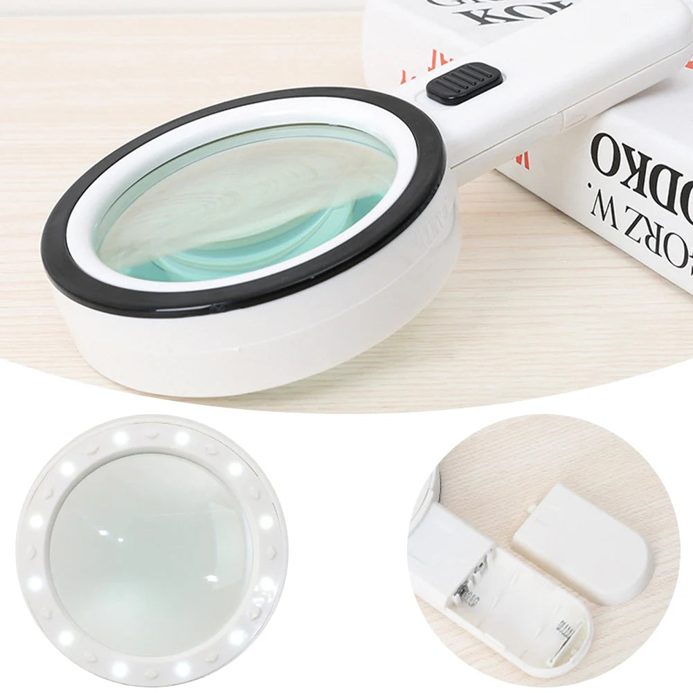 3X 30X 45X Handheld Reading Magnifier Illuminated with 12 LED Microscope Lens Jewelry Magnifying Reading Glass Repair Tool