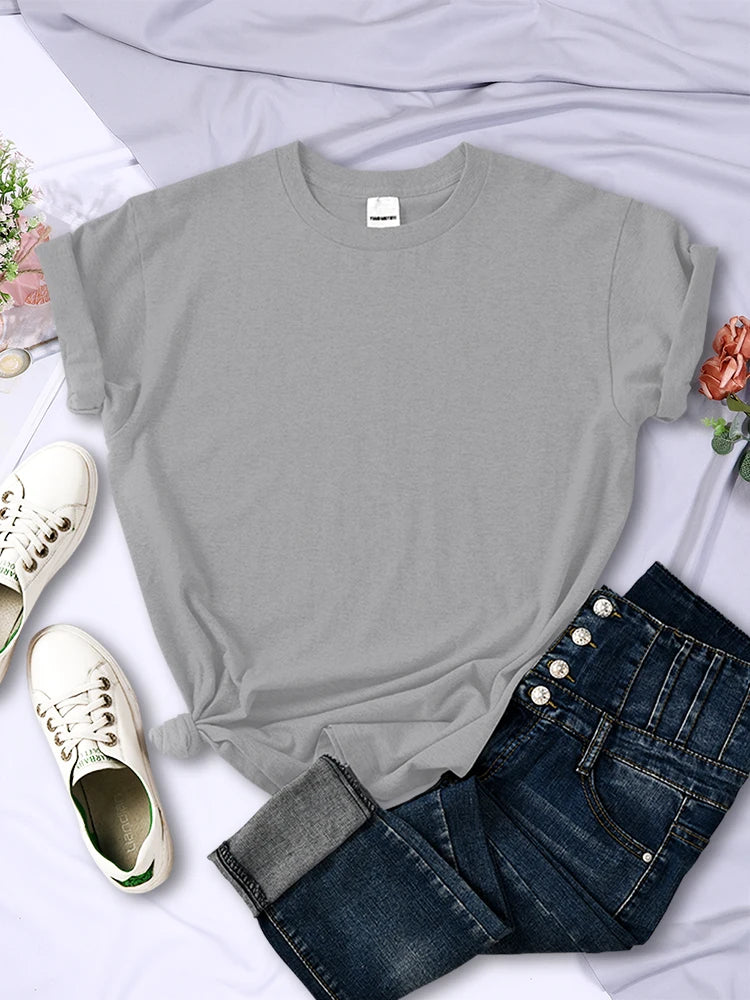 Solid Color Women's T-Shirts: Comfortable Summer Tee, All-Match Streetwear, Loose Fit Hip Hop Style, Short Sleeve for Females