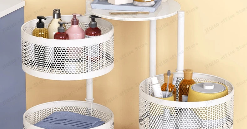 Kitchen Holders Vegetable Shelving Multi-Functional Fruits Rotating Storage Rack Basket Floor Multi-Layer Vegetable Basket Round