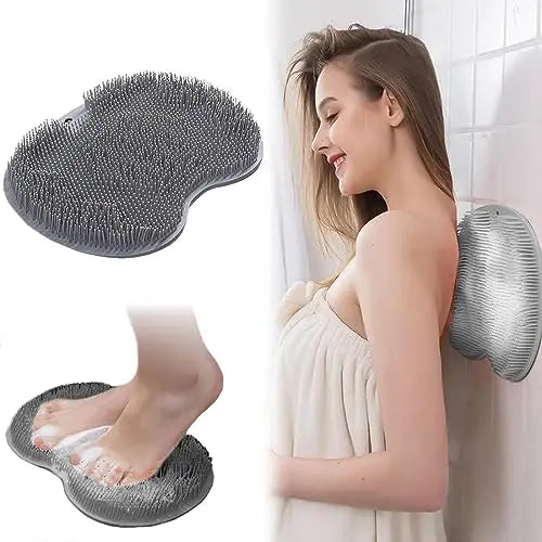 1 Pcs Shower Back & Foot Scrubber,Bathroom Wall Mounted Back Scrubber Silicone Bath Massage Cushion Brush with Suction Cups