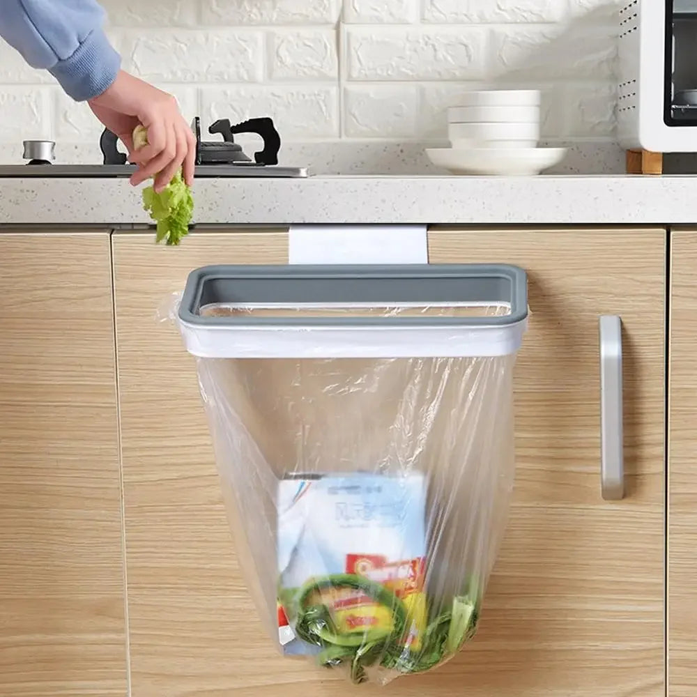 Portable Plastic Garbage Hanging Bag Kitchen Trash Storage Rack Bag Hook Scouring Pad Dry Shelf Holder Kitchen Organizer