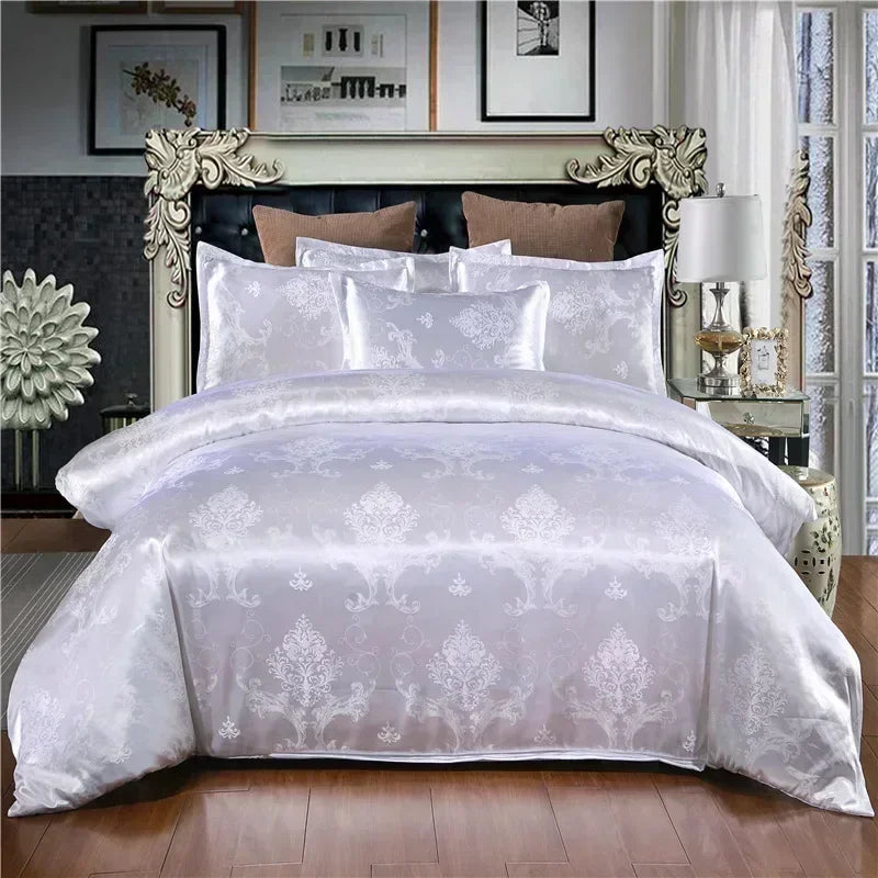 High End Jacquard King Size Bedding Set Luxury European Wedding Bedding Sets Queen American Satin Double Duvet Cover Set 220x240