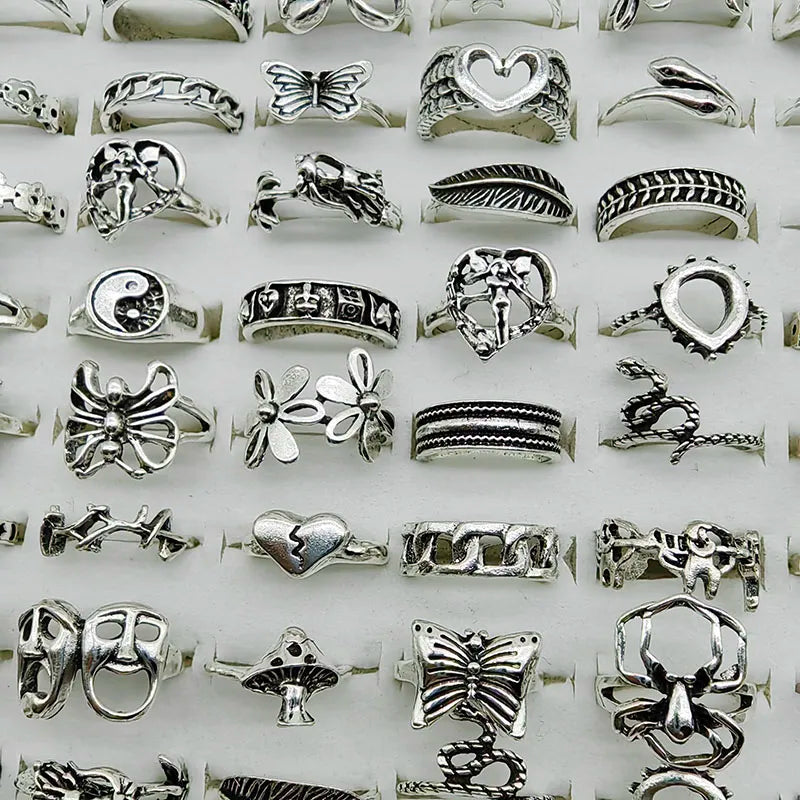 30 pcs/lot of Alloy Finger Rings for Women: Wholesale from Factory. Featuring HOT New Designs: Big Flower, Cutout Skull, Spider, Animal, Leaf, Love, Snake Jewelry