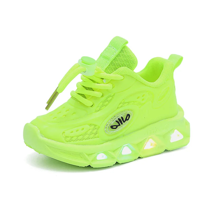 New for Spring/Autumn 2023: Light-Up Clunky Sneakers for Boys and Girls. Soft-soled baby shoes in small and medium sizes