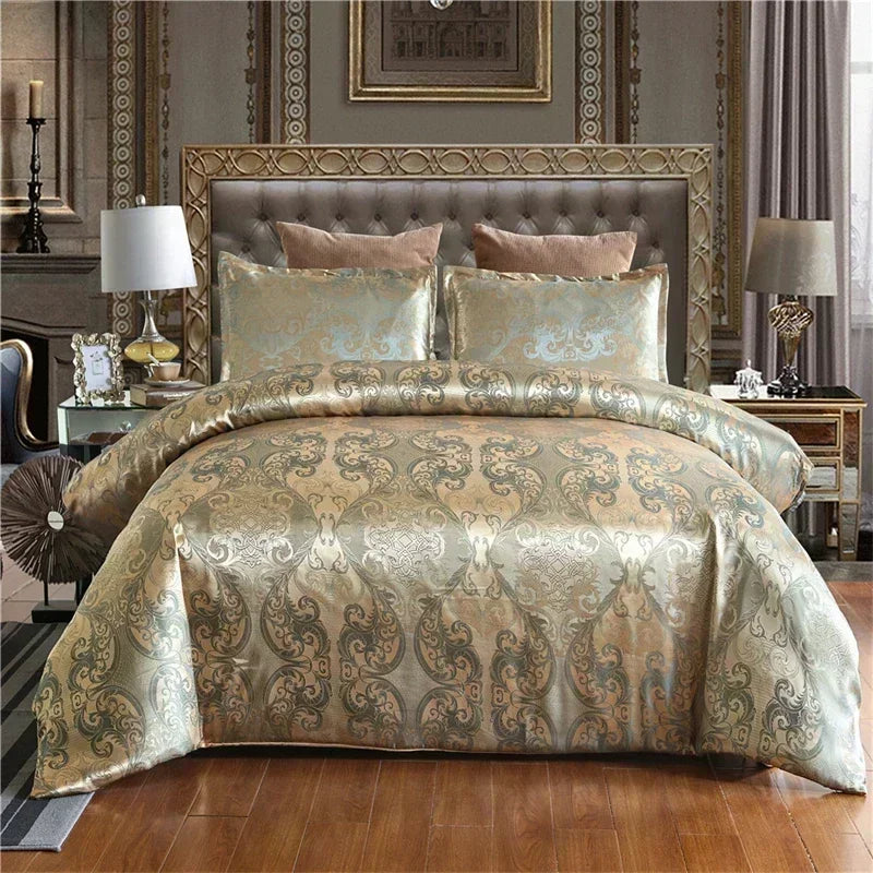 High End Jacquard King Size Bedding Set Luxury European Wedding Bedding Sets Queen American Satin Double Duvet Cover Set 220x240