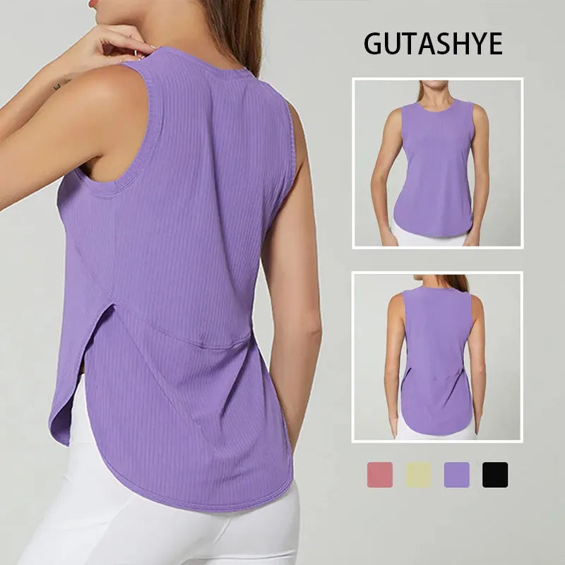 GUTA S-XL Yoga Shirt Women Gym Shirt Quick Dry Sports Shirts  Back Gym Top Women's Fitness Shirt Sleeveless Sports Top Yoga Vest