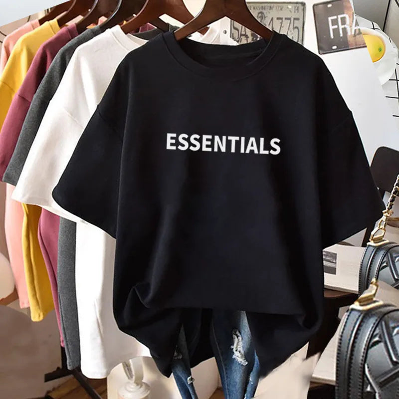 Summer Essentials: Alphabet Print T-Shirt for Women and High-Quality Oversized Tees for Men by a Fashion Brand