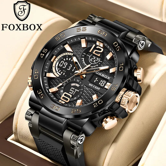 FOXBOX Digital Men's Military Watch - Waterproof LED Quartz Sports Wristwatch.