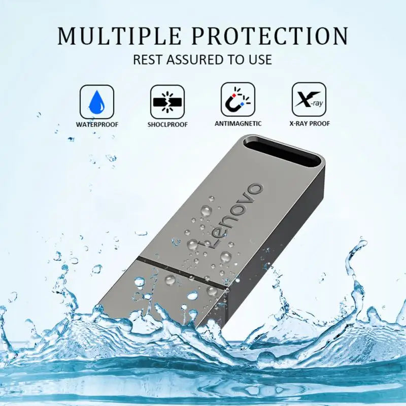 Lenovo 2TB USB Flash Drives Metal Real Capacity Memory Stick High Speed Flash Memory Black Gift Storage U Disk For PC