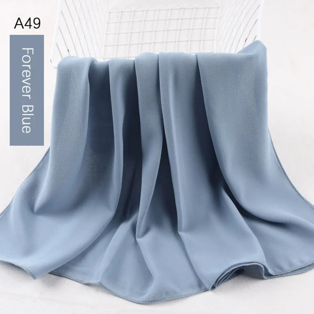 women plain bubble chiffon scarf hijab wrap printe solid color shawls headband women hijabs scarves scarf 56 colors - Etawia Products