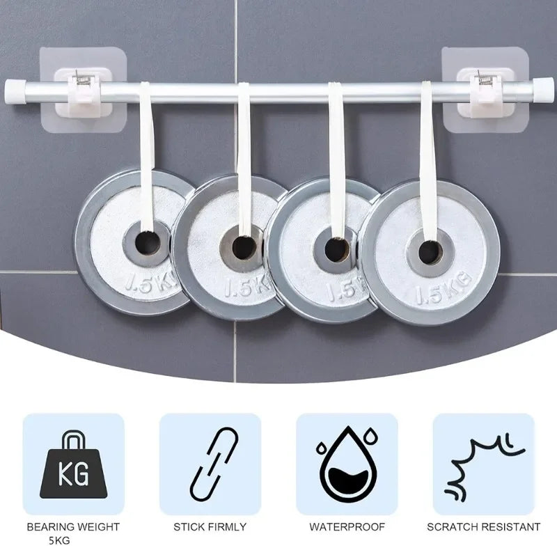 Self-Adhesive Curtain Rod Bracket - Nail-Free, Adjustable, No Drilling (2/4/8 Pcs) for Home, Kitchen, Bathroom