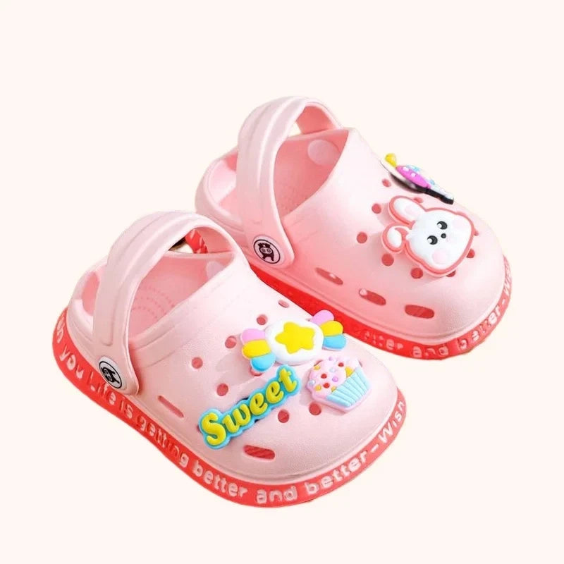 Children's summer sandals with anti-skid soles and DIY cartoon designs, perfect for sandy beaches