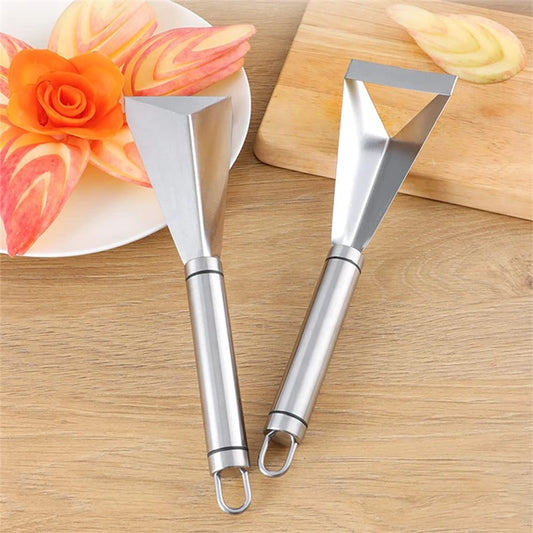 Anti Slip Stainless Steel Fruit Carving Knife, Platter Decoration, Vegetable Cutting Slicer, Triangular Kitchen Food Carve Tool