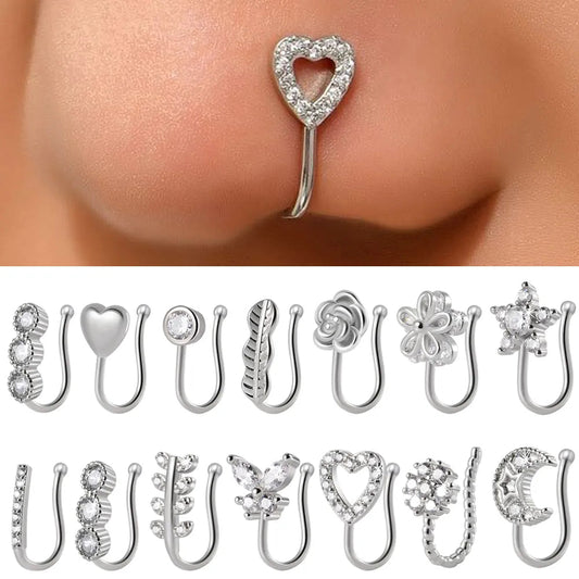 1PC 316L Surgical Steel Nose Ring Hoop C Shape Septum Rings Non Piercing Ear Clip Earring for Women Fake Piercing Jewelry