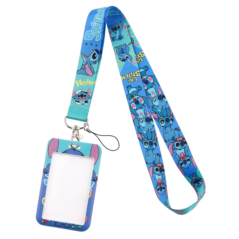 Lilo Stitch Cute Couples Lanyard for Keys, Credit Card Cover, Pass, Mobile Phone Charm Straps, ID Badge Holder, and Key Accessories