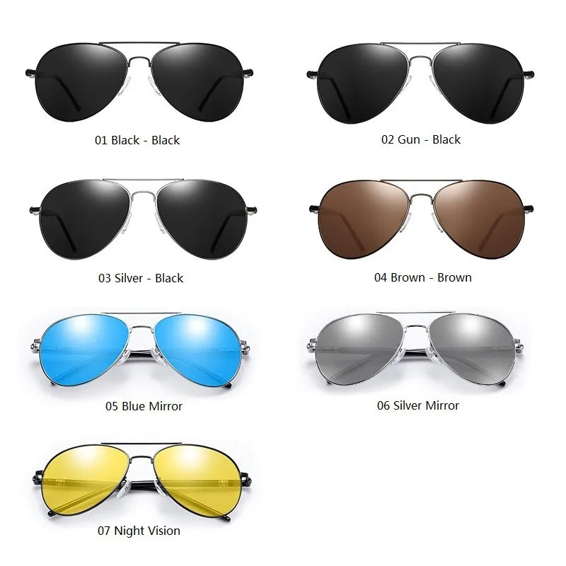 Luxury Polarized Sunglasses for Men and Women - Designer Vintage Black Pilot Style - Ideal for Driving, UV400 Protection